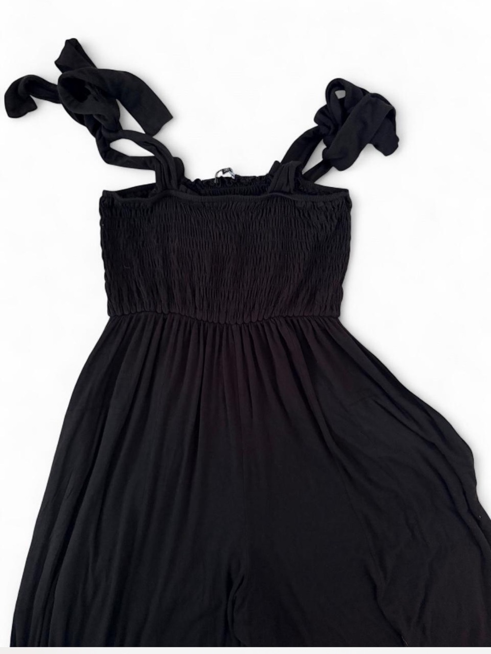 Fashion Nova Girls' Black Smocked Tie-Shoulder Sundress